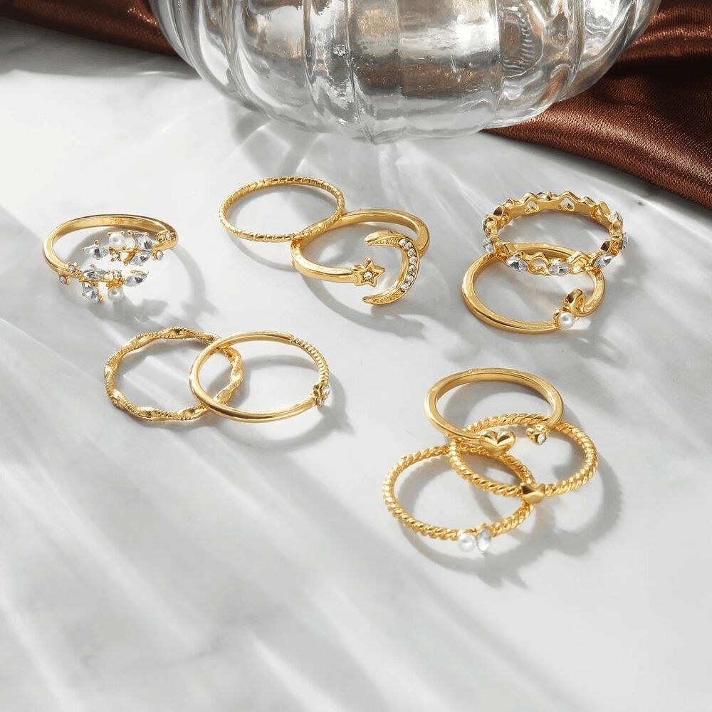 Boho Layer Stackable Diamond Rings - 10 Piece - Picture 4 of 8